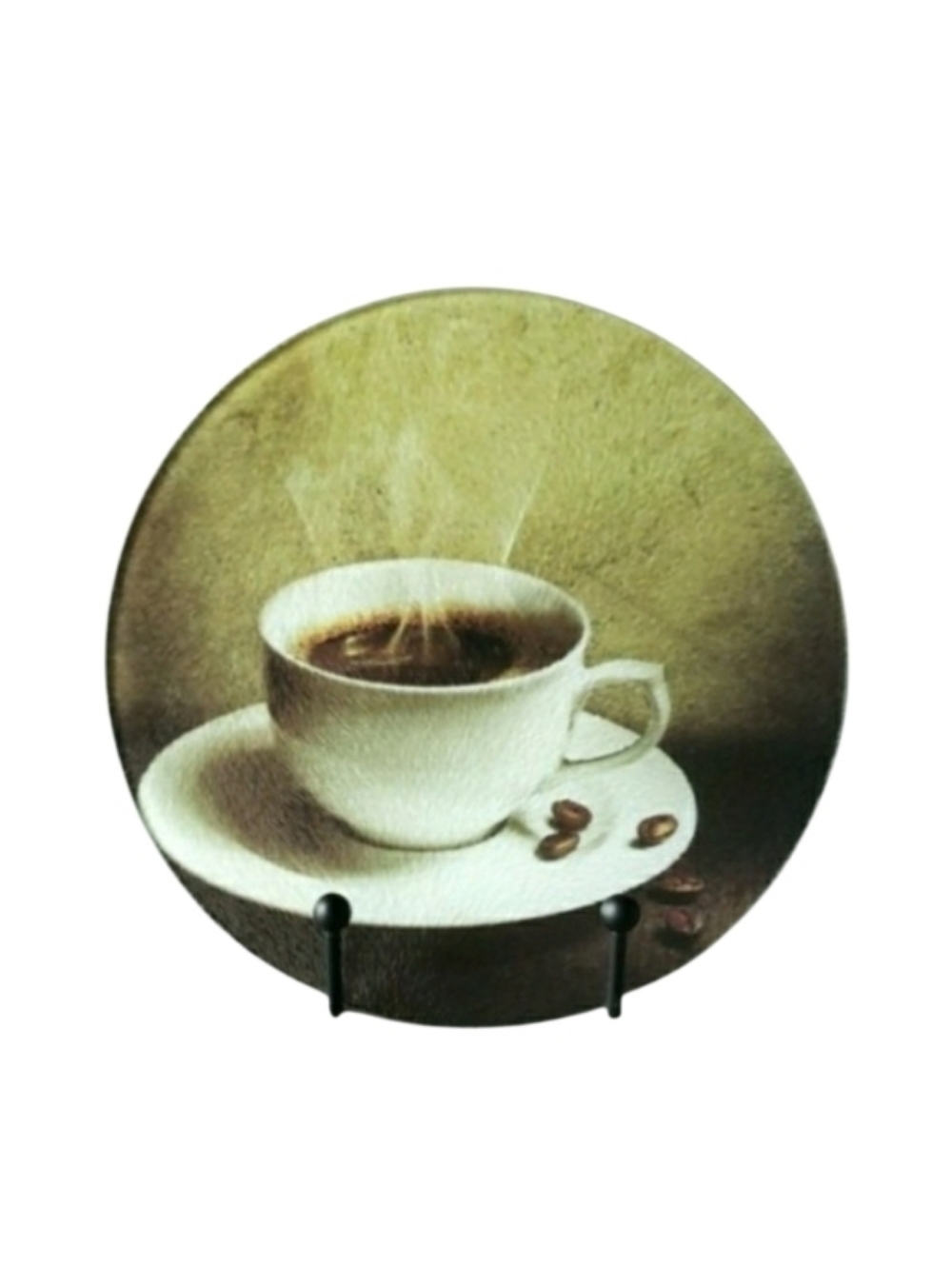 Tempered Glass Round Coffee Themed Cutting Board 7.75" x 7.75"